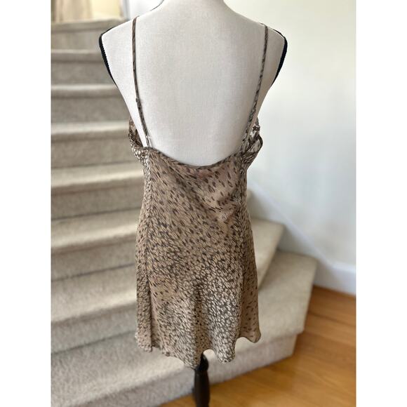 Victoria Secret Brown Tan Leopard Print Lace Trim Slip Nightie Lingerie - Picture 4 of 7